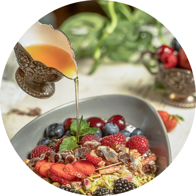 Aroma-Sirup auf Müsli