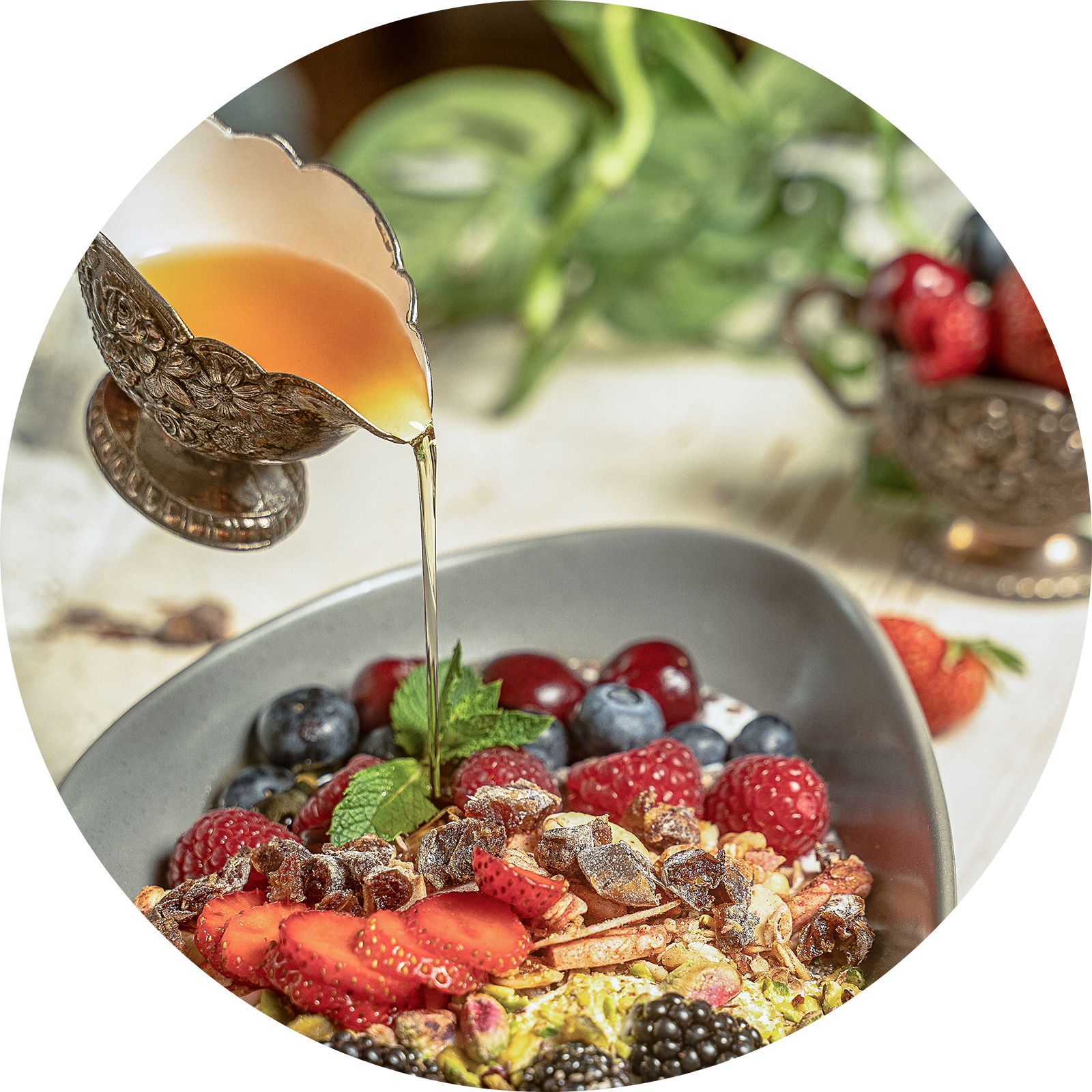 Aroma-Sirup auf Müsli